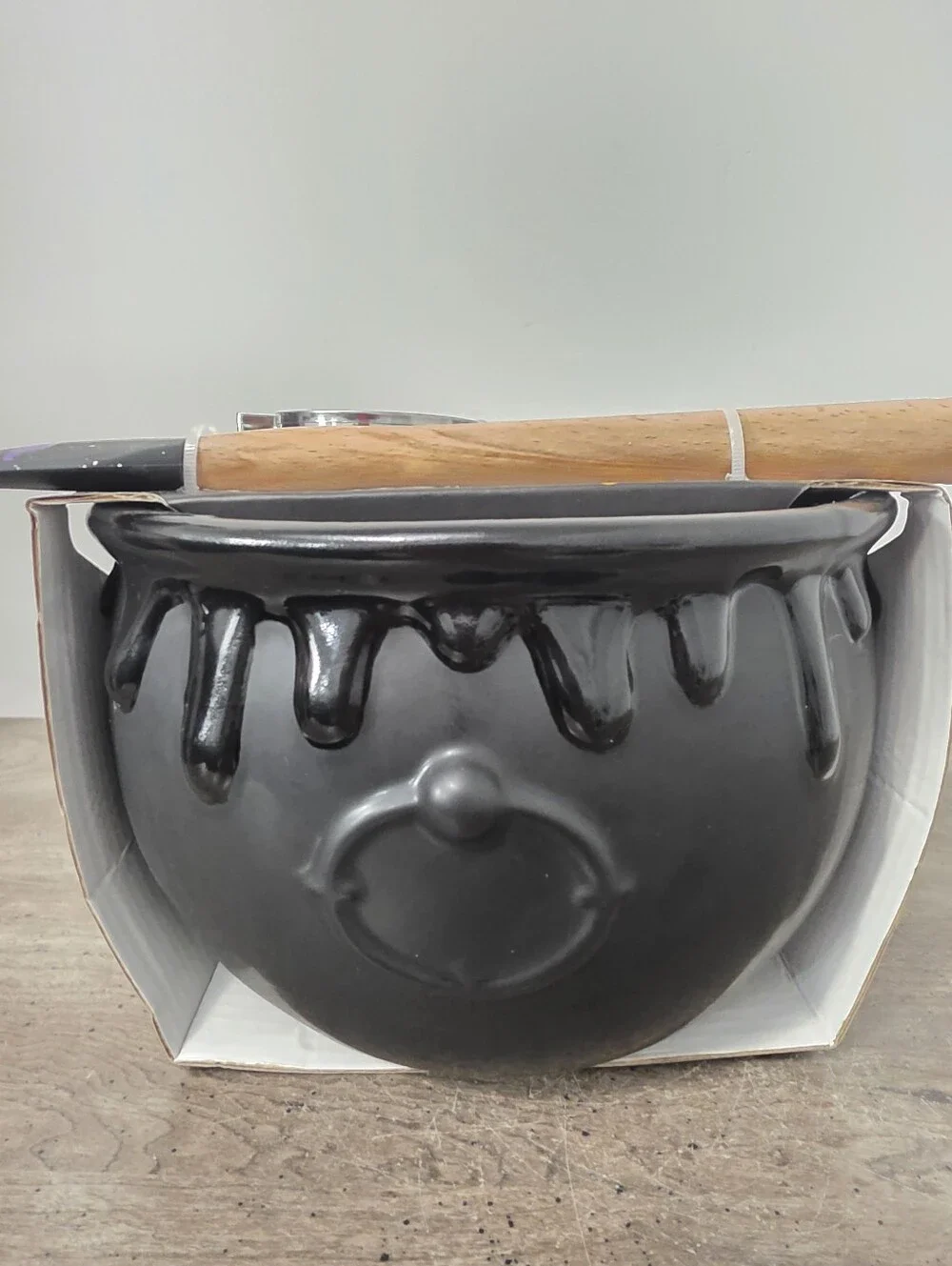 The Bake Shop Matte Black Dripping Cauldron Halloween Mixing Bowl